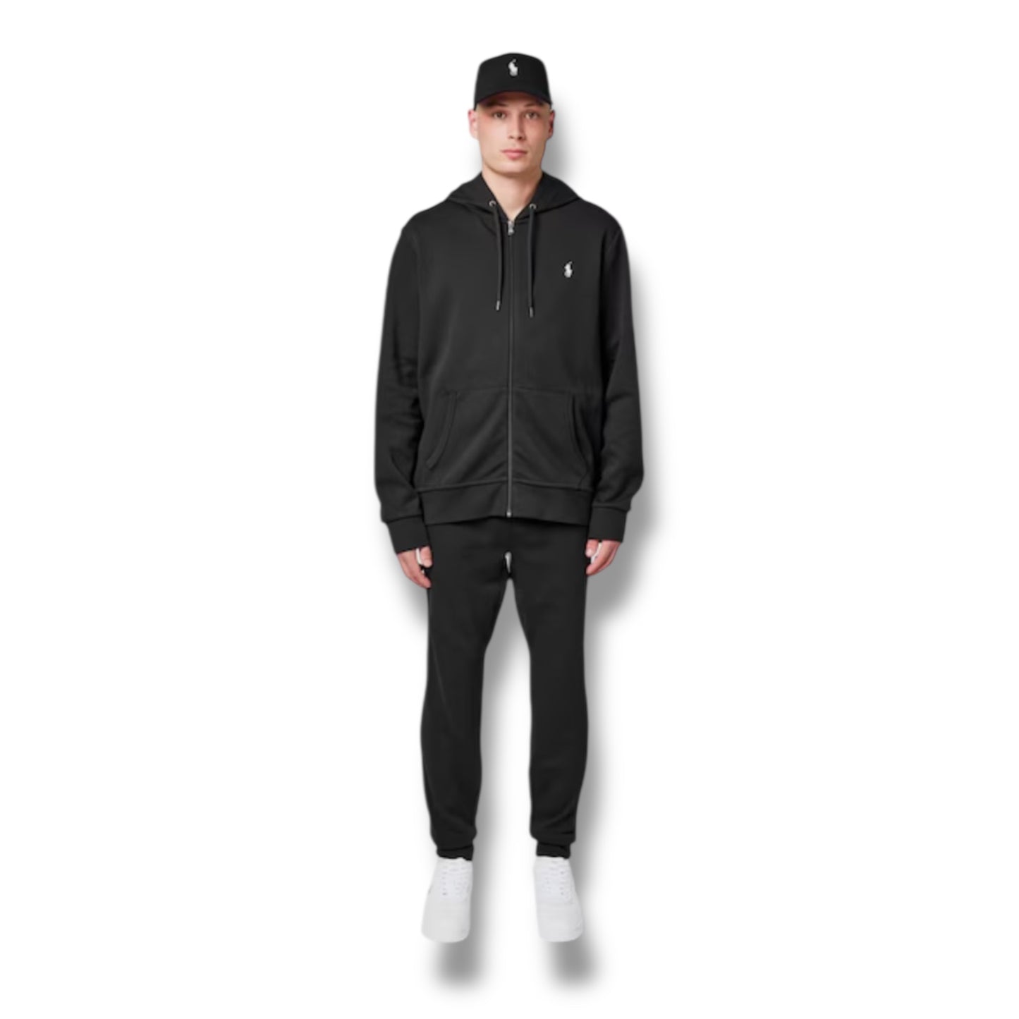 RALPH LAUREN TECH ZIP UP HOODIE BLACK
