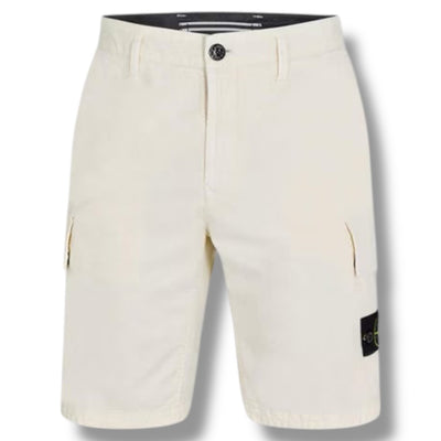 STONE ISLAND TELA CARGO SHORTS IVORY BEIGE