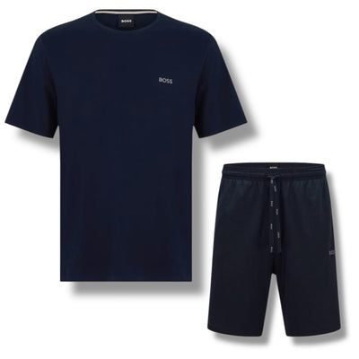 HUGO BOSS MIX JERSEY T-SHIRT & SHORTS SET NAVY BLUE