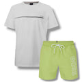 HUGO BOSS STORM T-SHIRT & SWIM SHORTS SET WHITE & LIME GREEN