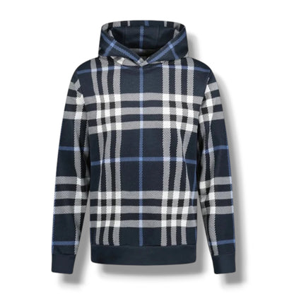 BURBERRY CHECK OTTH HOODIE NAVY BLUE