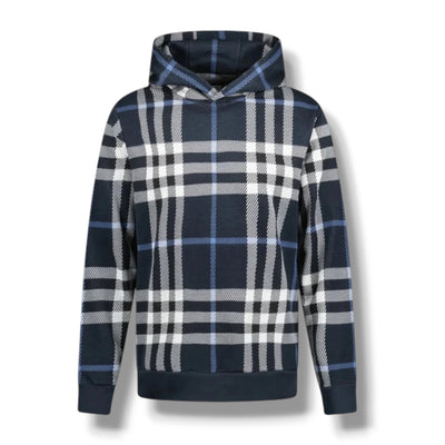 BURBERRY CHECK OTTH HOODIE NAVY BLUE
