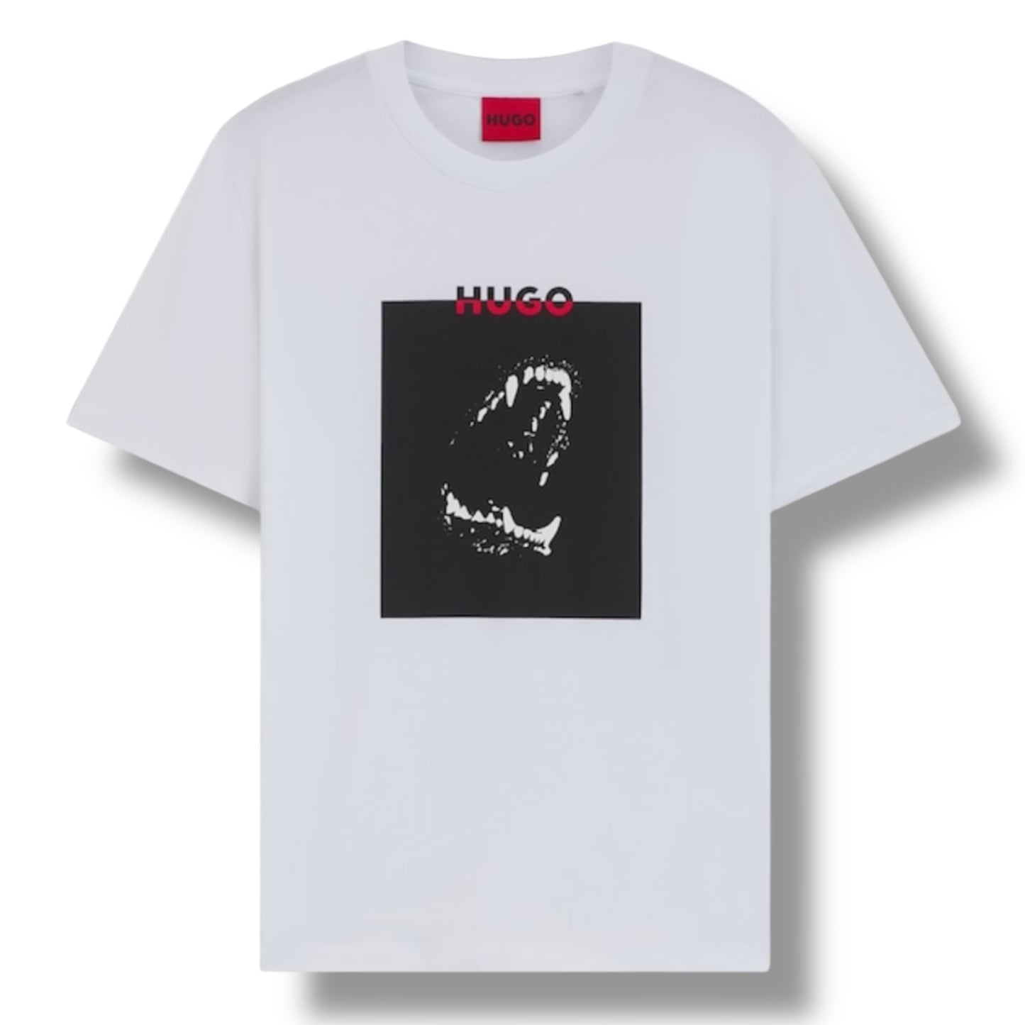 HUGO DOG TEETH LOGO T-SHIRT & VERTI SWIM SHORTS SET WHITE & RED
