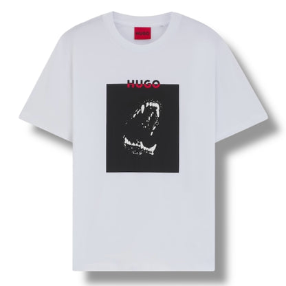 HUGO DOG TEETH LOGO T-SHIRT & VERTI SWIM SHORTS SET WHITE & RED
