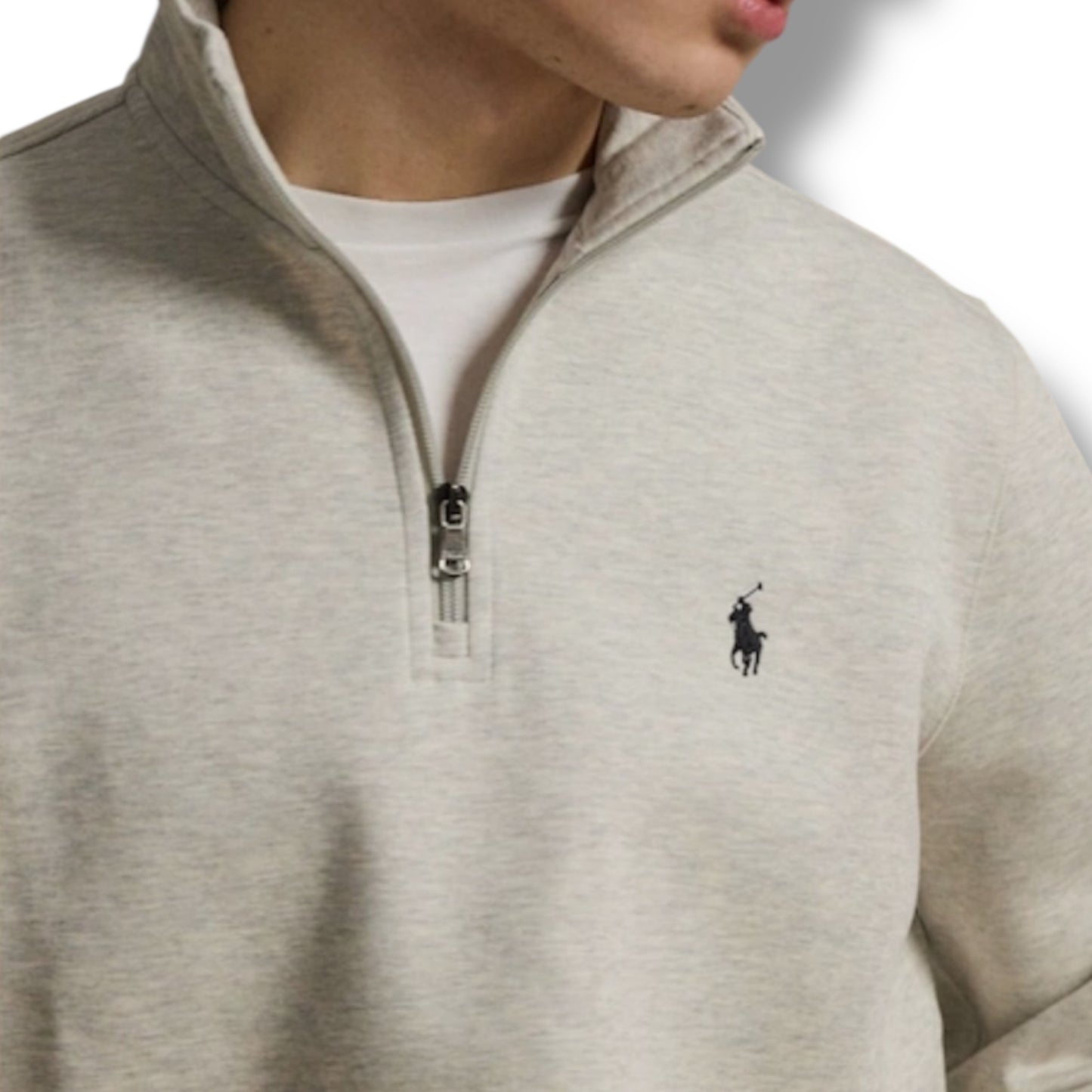 RALPH LAUREN TECH 1/4 ZIP SWEATSHIRT HEATHER GREY