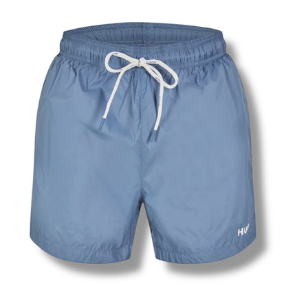 HUGO DESK LOGO T-SHIRT & SMALL LOGO SWIM SHORTS SET LIGHT BLUE