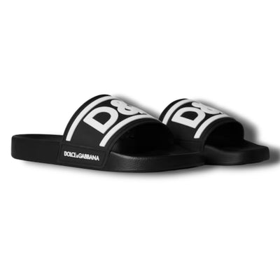DOLCE & GABBANA D&G LOGO POOL SLIDERS BLACK