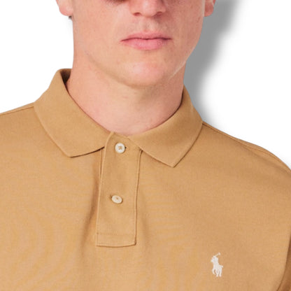RALPH LAUREN CUSTOM FIT POLO SHIRT TAN BEIGE