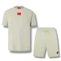 HUGO BOSS HUGO RED PATCH T-SHIRT & JERSEY SHORTS SET GREEN