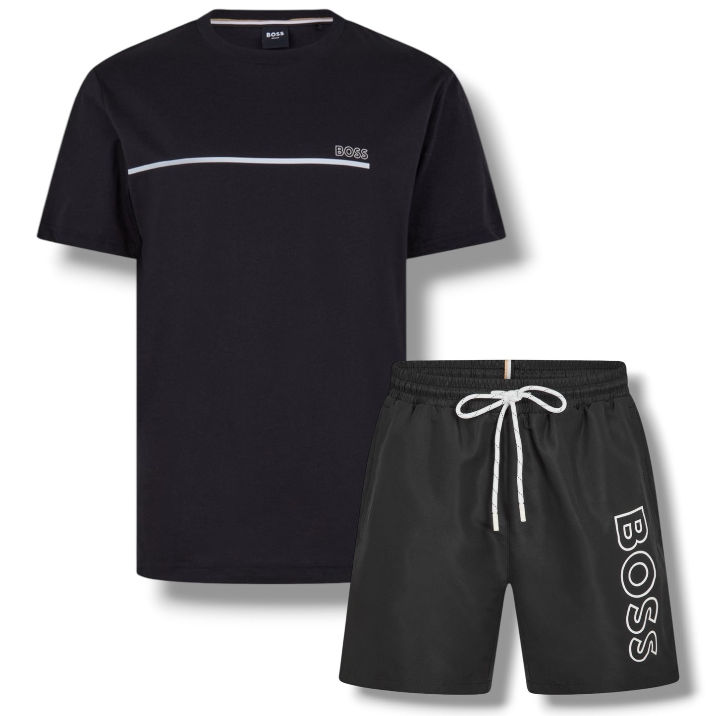 HUGO BOSS STORM T-SHIRT & SWIM SHORTS SET BLACK