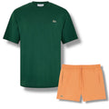 LACOSTE SMALL LOGO T-SHIRT & SWIM SHORTS SET GREEN & ORANGE