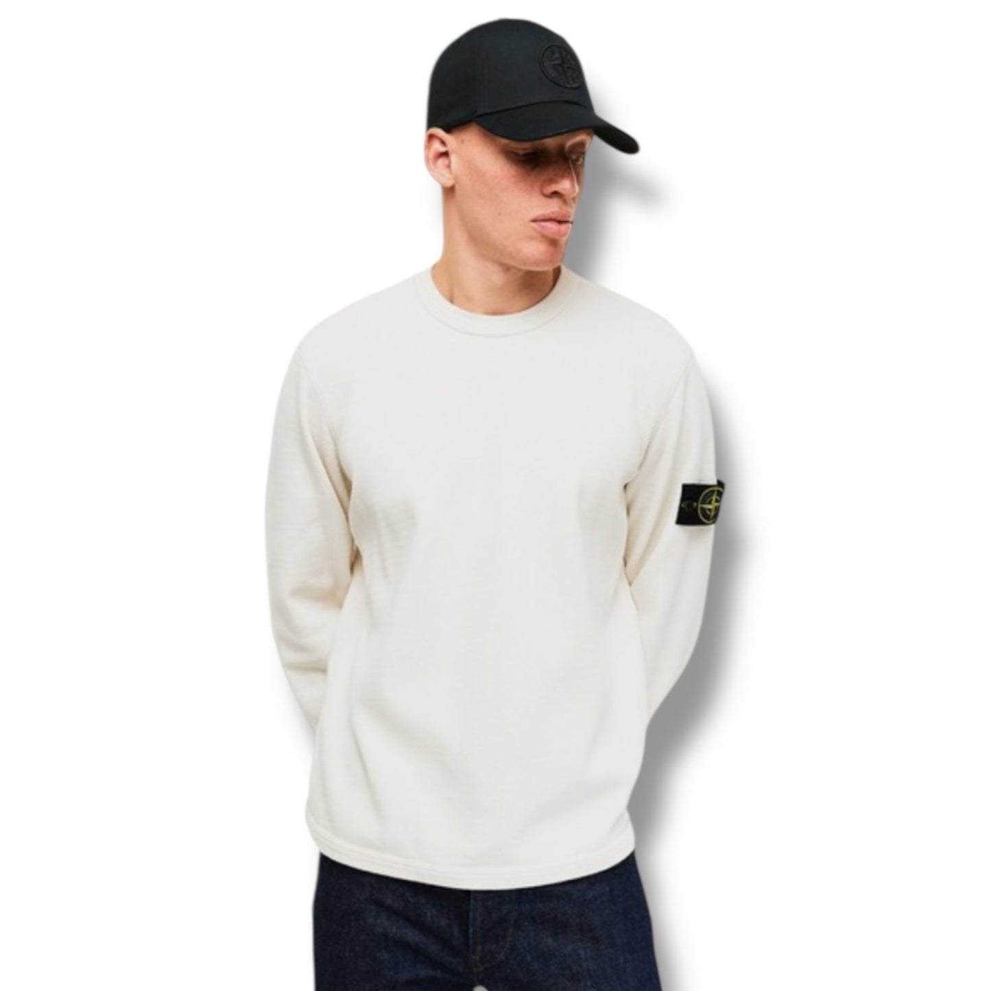 STONE ISLAND MESH CREW NECK SWEATSHIRT IVORY BEIGE