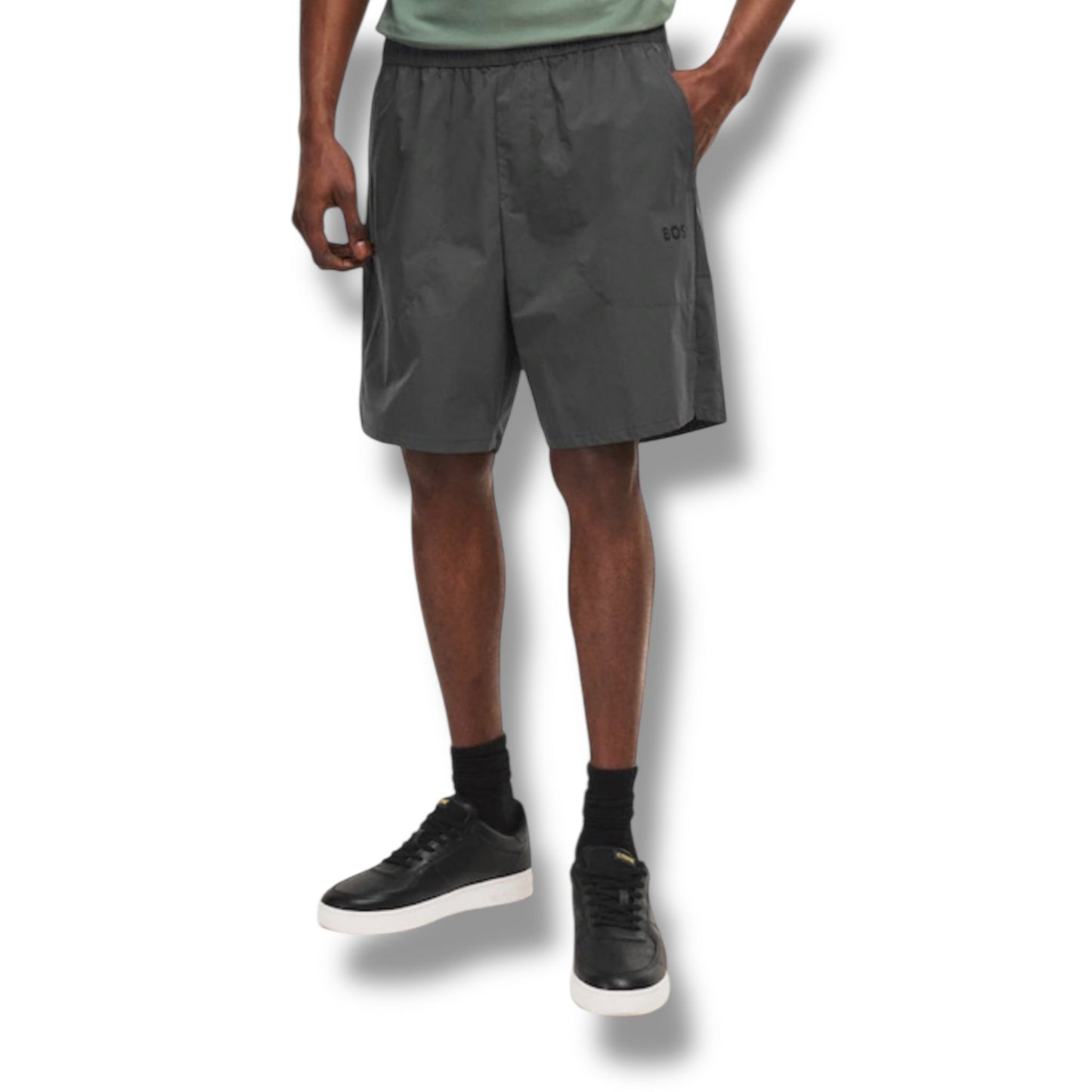 HUGO BOSS GYM KIT TRIPLE SET TECH 1/4 ZIP - T-SHIRT & SHORTS GREY