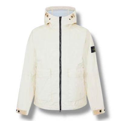 STONE ISLAND MEMBRANA HOODED JACKET IVORY BEIGE