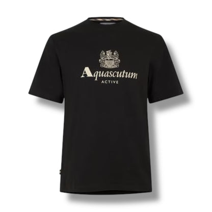 AQUASCUTUM BIG LOGO T-SHIRT & SIDE POCKET SWIM SHORTS SET BLACK - NAVY