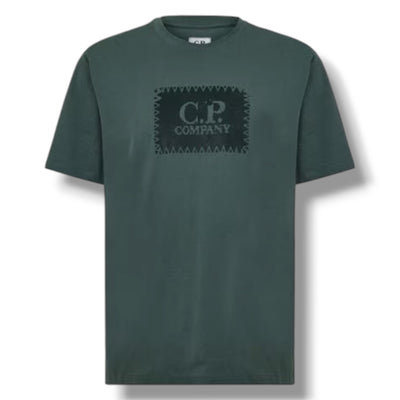 CP COMPANY STAMP LOGO T-SHIRT LAUREL GREEN