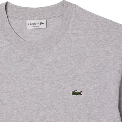 LACOSTE SMALL LOGO T-SHIRT & ALL OVER LOGO SWIM SHORTS SET GREY & NAVY BLUE