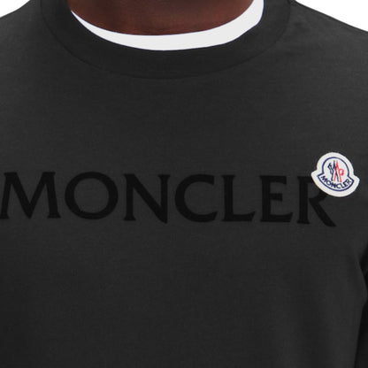 MONCLER LONG SLEEVE FELT LOGO T-SHIRT BLACK