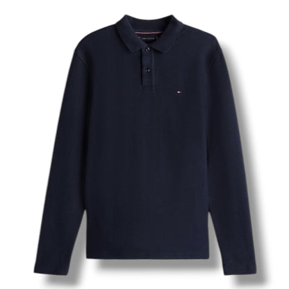 TOMMY HILFIGER LONG SLEEVE POLO SHIRT NAVY BLUE