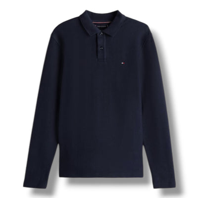 TOMMY HILFIGER LONG SLEEVE POLO SHIRT NAVY BLUE