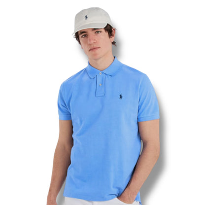 RALPH LAUREN CUSTOM FIT POLO SHIRT HARBOR BLUE