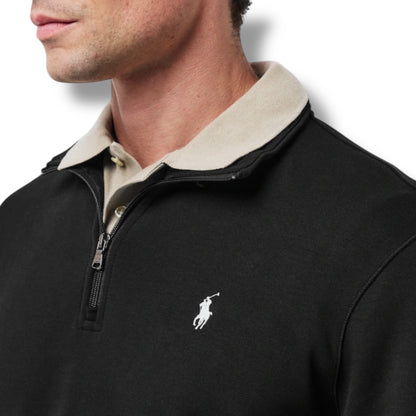 RALPH LAUREN TECH 1/4 ZIP SWEATSHIRT BLACK