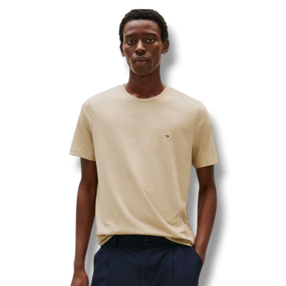 TOMMY HILFIGER SMALL LOGO T-SHIRT & SWIM SHORTS SET BEIGE & RED