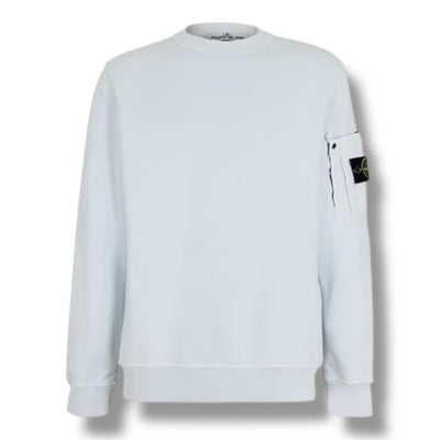 STONE ISLAND ZIP ARM POCKET CREW NECK SWEATSHIRT SKY BLUE