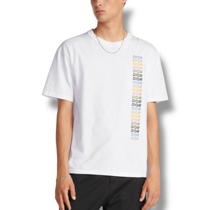 DIOR MULTI VERTICAL LOGO T SHIRT WHITE
