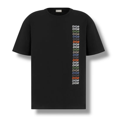 DIOR MULTI VERTICAL LOGO T SHIRT BLACK