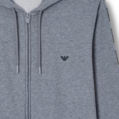 EMPORIO ARMANI TRIM ZIP UP HOODED FULL TRACKSUIT GREY