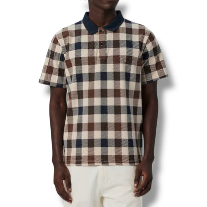 AQUASCUTUM BIG CHECK POLO SHIRT BROWN - BEIGE