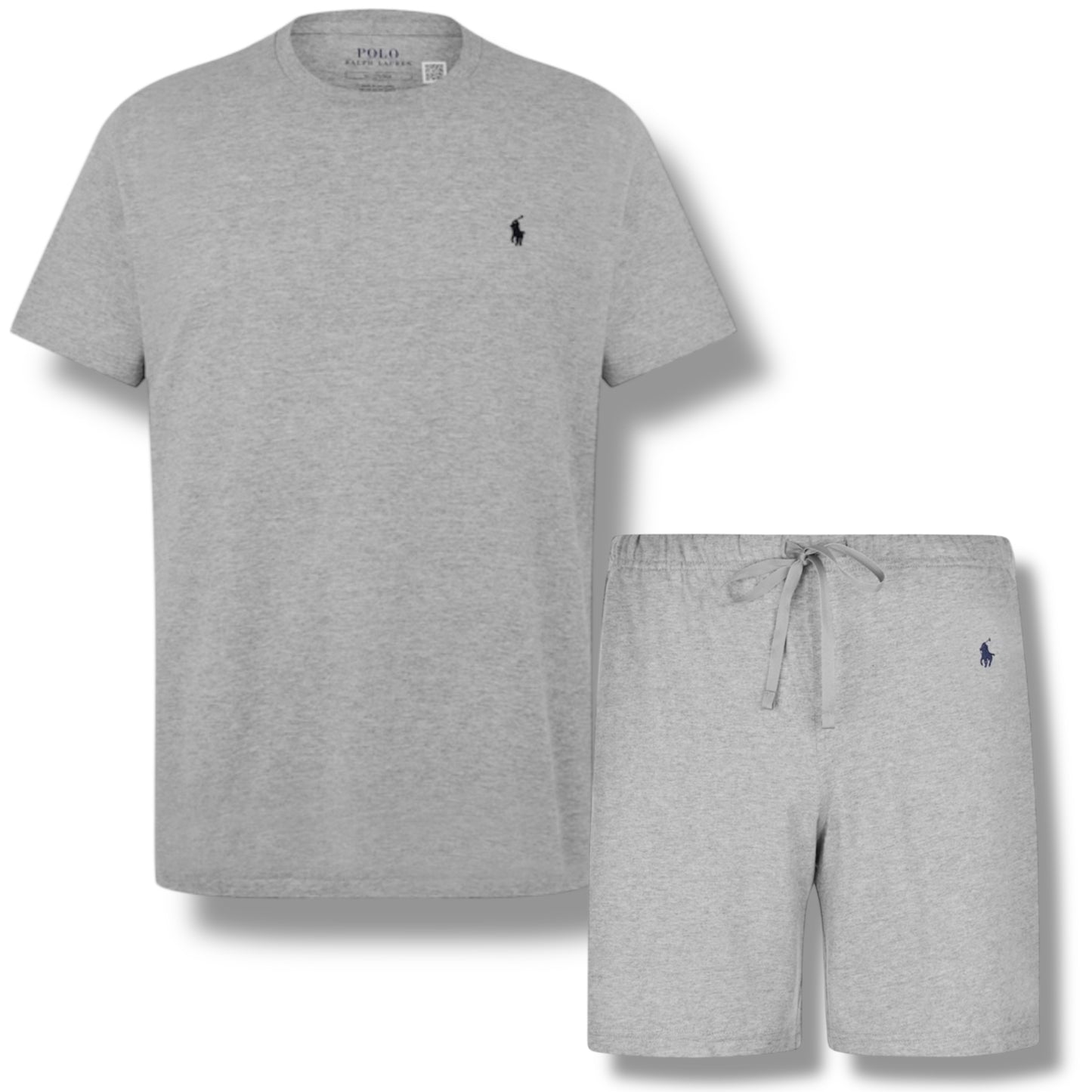RALPH LAUREN LOGO T-SHIRT & JERSEY SHORTS SET GREY