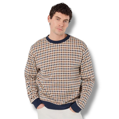 AQUASCUTUM SMALL CHECK SWEATSHIRT BEIGE