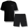 HUGO BOSS WAFFLE JERSEY T-SHIRT & SHORTS SET BLACK