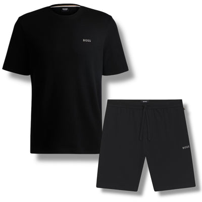 HUGO BOSS WAFFLE JERSEY T-SHIRT & SHORTS SET BLACK