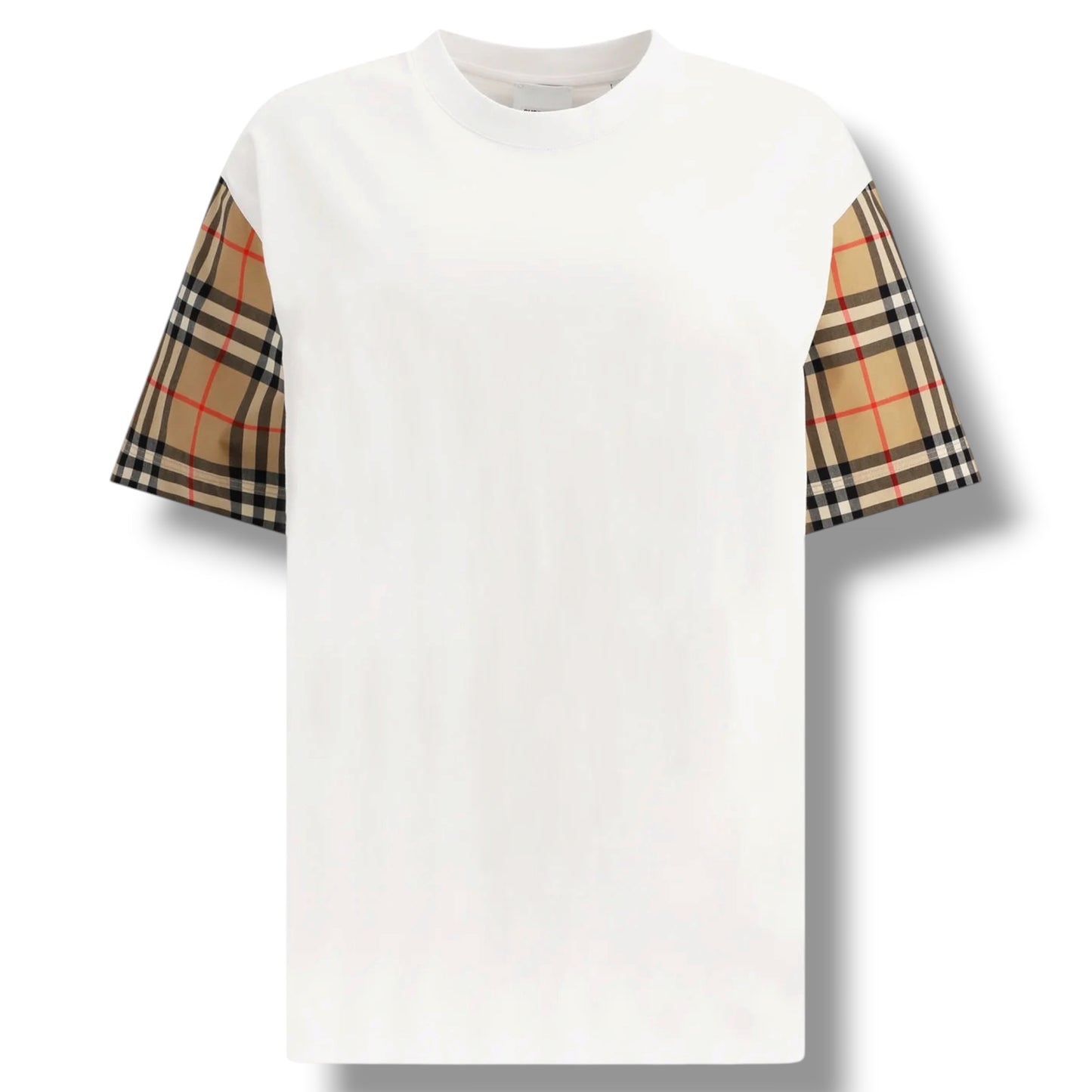 BURBERRY CHECK SLEEVE T-SHIRT WHITE