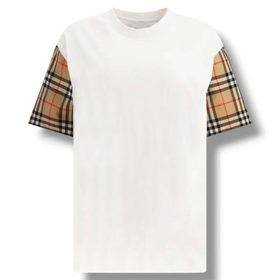 BURBERRY CHECK SLEEVE T-SHIRT WHITE
