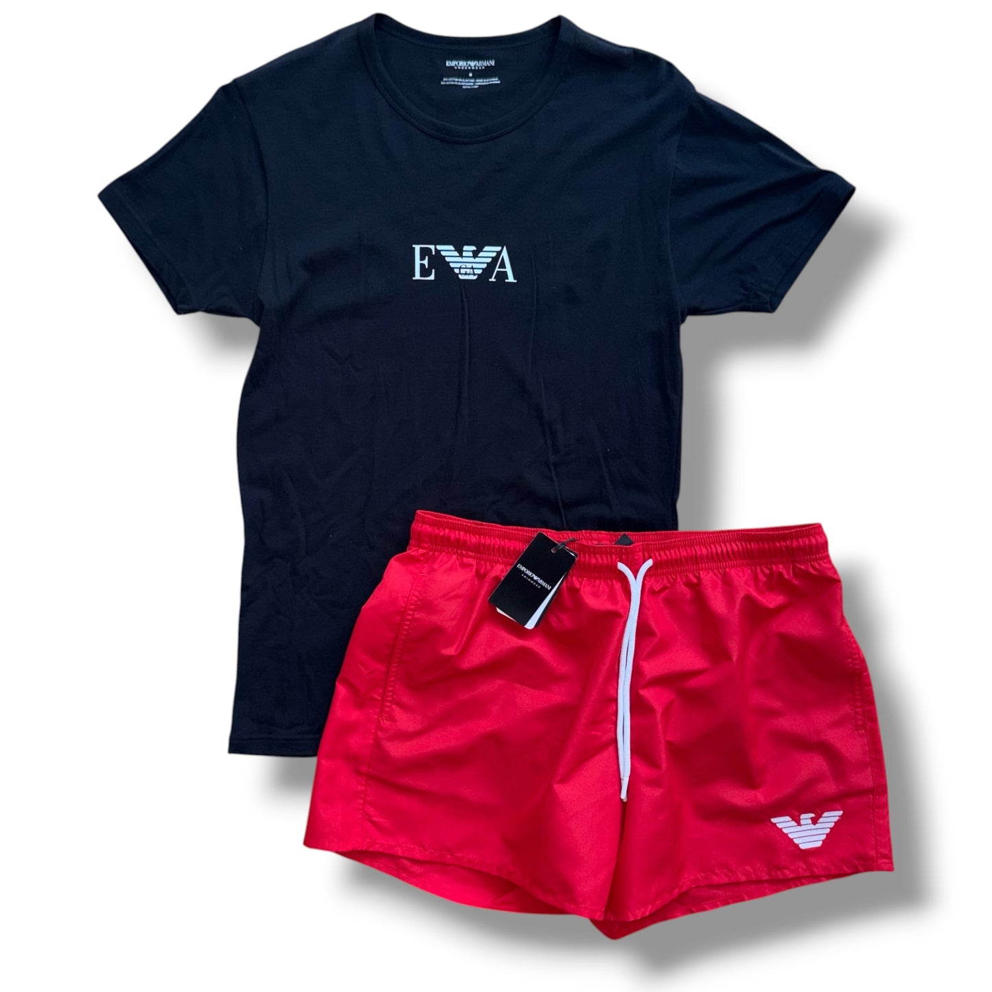ARMANI EA T-SHIRT & SWIM SHORTS SET BLACK *SALE*