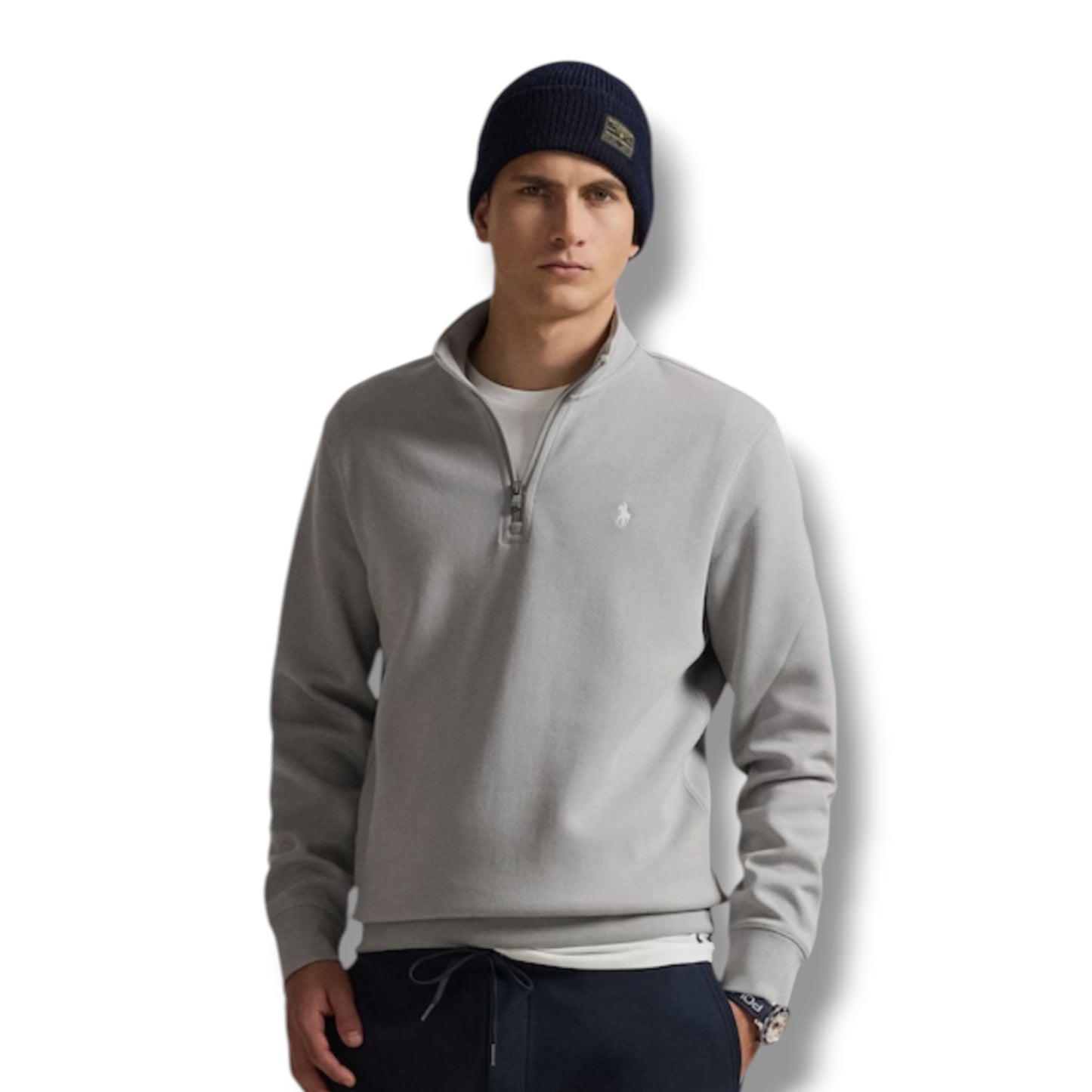 RALPH LAUREN TECH 1/4 ZIP SWEATSHIRT FULL TRACKSUIT SOFT GREY