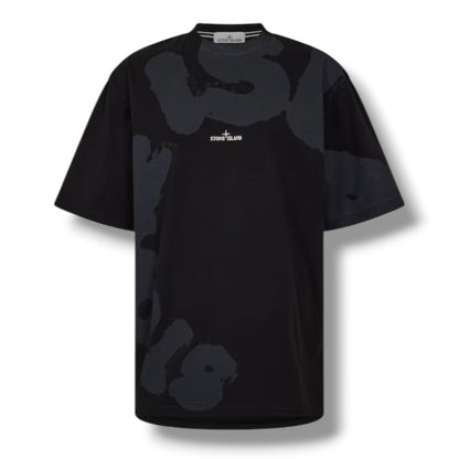 STONE ISLAND SPRAY FRONT & BACK LOGO T-SHIRT BLACK