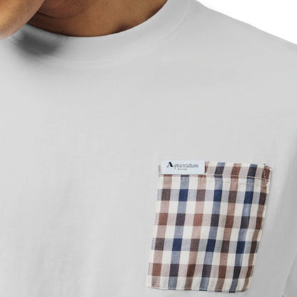 AQUASCUTUM CHECK POCKET T-SHIRT WHITE