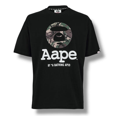 A BATHING APE AAPE MOONFACE CAMO T-SHIRT BLACK