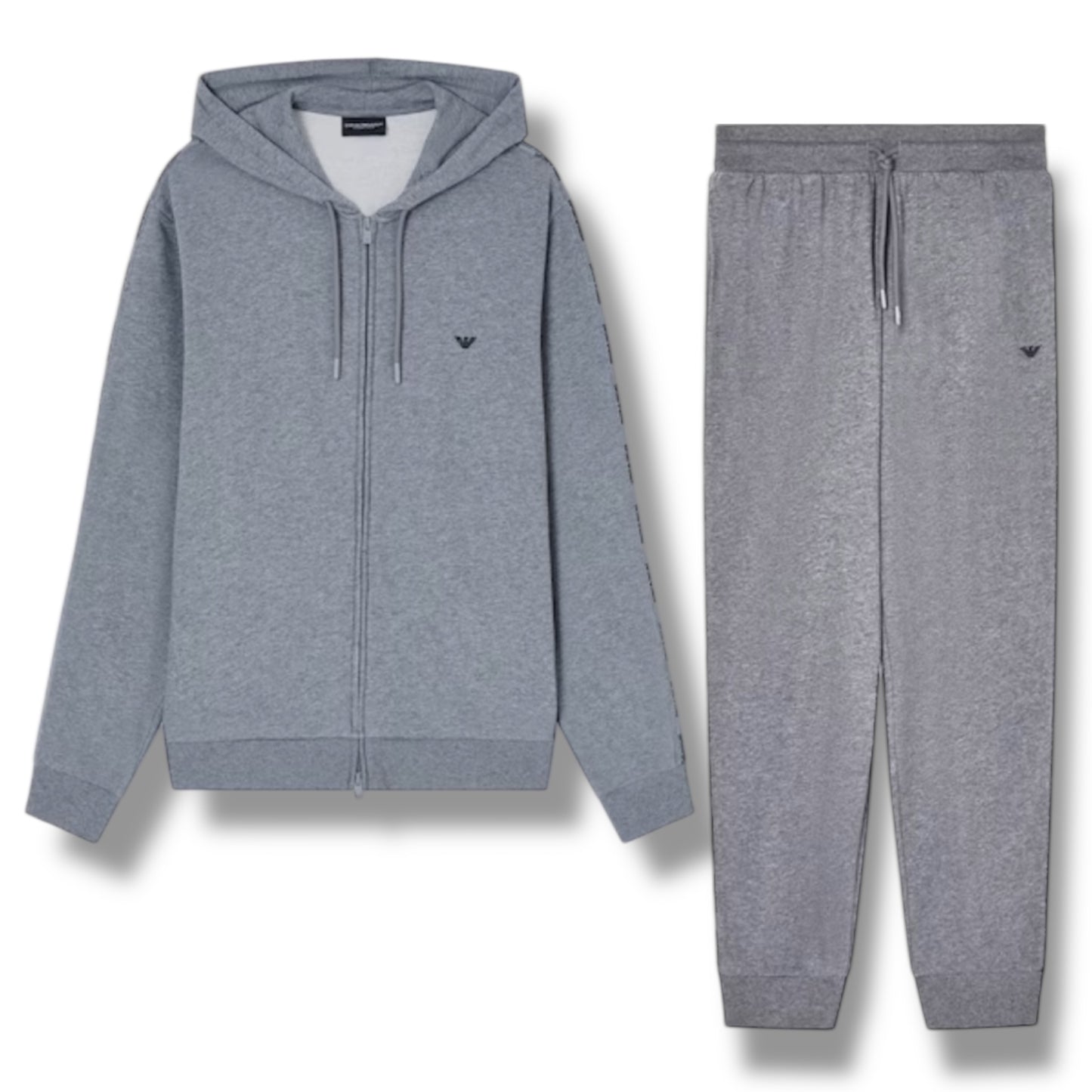 EMPORIO ARMANI TRIM ZIP UP HOODED FULL TRACKSUIT GREY
