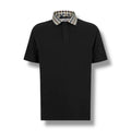 AQUASCUTUM CHECK COLLAR POLO SHIRT BLACK