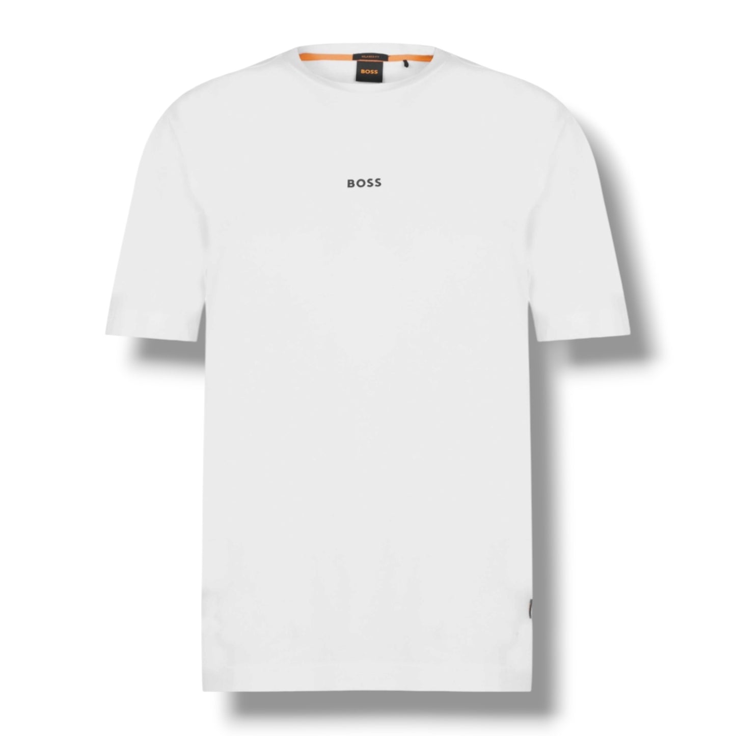 HUGO BOSS CENTRE LOGO T-SHIRT & FLORAL SWIM SHORTS SET WHITE & KHAKI GREN
