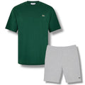 LACOSTE SMALL LOGO T-SHIRT & JERSEY SHORTS SET GREEN & GREY