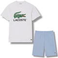 LACOSTE LARGE LOGO T-SHIRT & JERSEY SHORTS SET WHITE & LIGHT BLUE