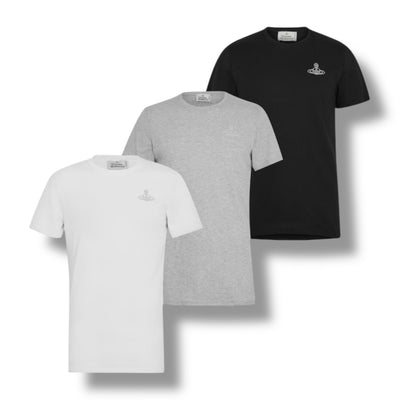 VIVIENNE WESTWOOD 3 PACK ORB T-SHIRT WHITE - GREY - BLACK