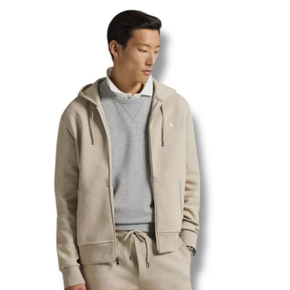 RALPH LAUREN TECH ZIP UP HOODIE BEIGE